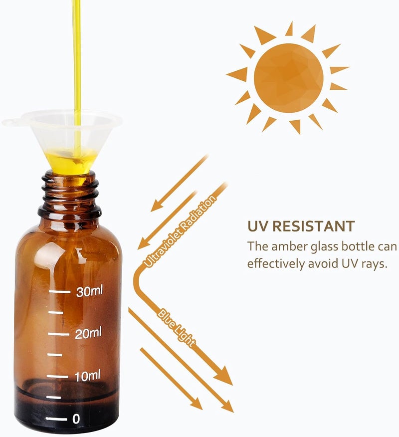 Oubest 4Pcs Dropper Bottles Tincture with Dropper Glass 0.5oz 15ML Thick Amber Leakproof Essential Oils Eye Bottles with 1 Funnel & 4 Labels - Image 3